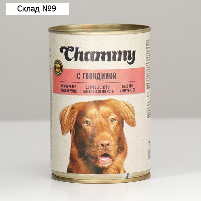 Влажный корм Chammy для собак, говядина в соусе, 415 г