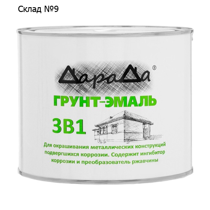 Грунт-эмаль 3 в 1 быстросохнущий (Дарада) (ГОСТ) св. серый 1,8 кг