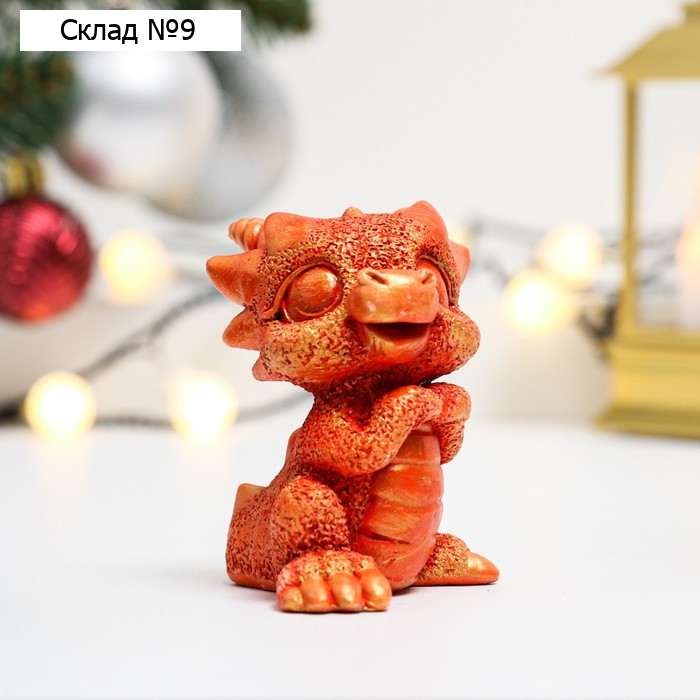 Фигура "Дракон Сома" красная с золотым, 7х6х7см
