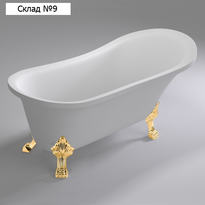 Ванна акриловая Comforty BA 102, с ножками, с донным клапаном, цвет белый, 160х72х75 см