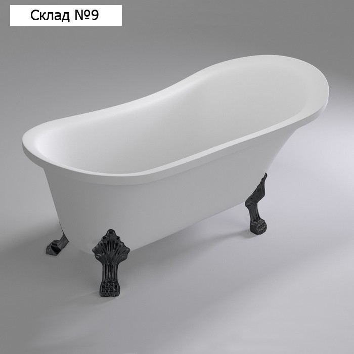 Ванна акриловая Comforty BA 102, с ножками, с донным клапаном, цвет белый, 160х72х75 см