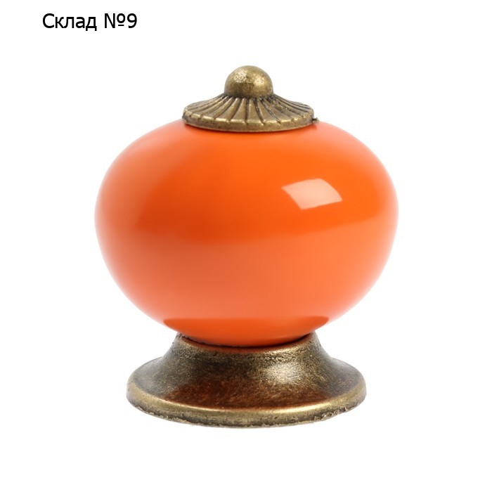 Ручка кнопка DOME Ceramics 003, керамическая, оранжевая