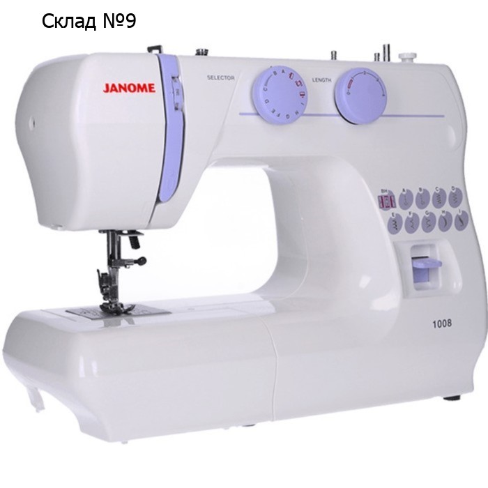 Швейная машина Janome 1008, 60 Вт, 10 операций, полуавтомат, белая
