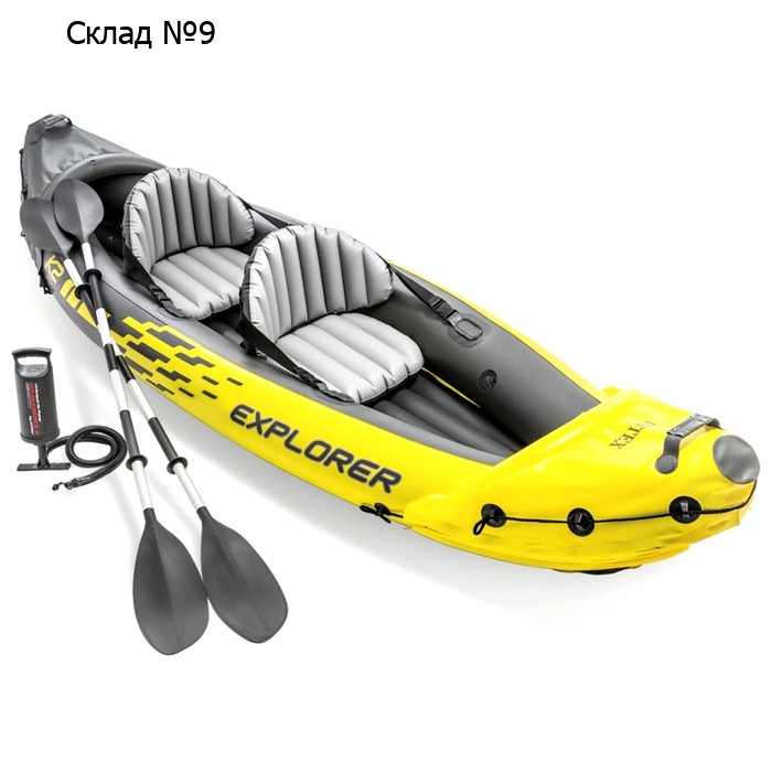 Лодка Explorer K2, 2-местная, 312 х 91 х 51 см, алюминиевые вёсла 213 см, насос, 2 сиденья, до 180 кг, 68307NP INTEX