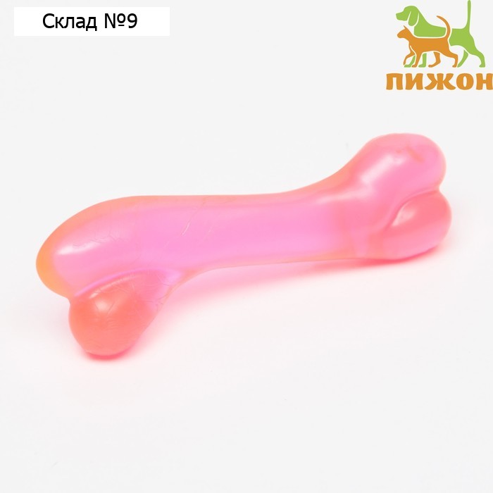 Игрушка жевательная "Косточка классическая", прозрачная, PVC, 12,3 см, красная