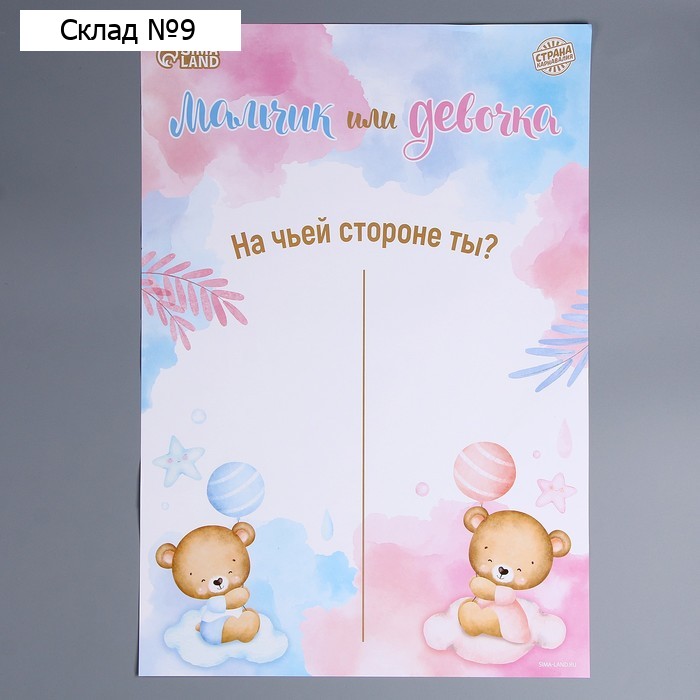Плакат А2 «Мальчик или девочка», мишки