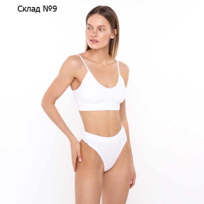 Комплект женский (топ, стринги), цвет белый, ONE SIZE (42-46)