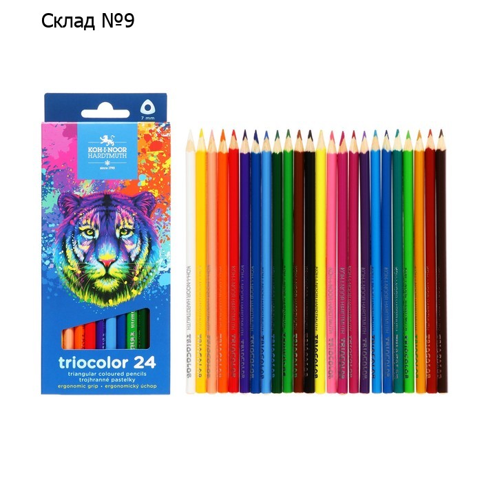 Карандаши 24цв K-I-N 3134 Triocolor tiger, трехгранные, карт/уп