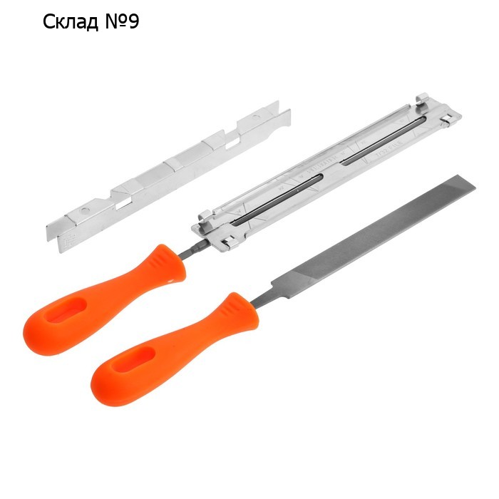 Набор для заточки цепей пил ТУНДРА, сталь ШХ15, шаг 3/8", паз 1.3-1.6 мм, d=5.5 мм, плашки
