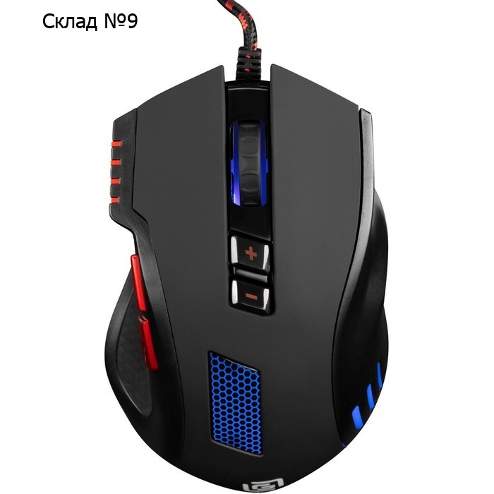 Мышь Оклик 806G черный/красный оптическая (3200dpi) USB (8but)