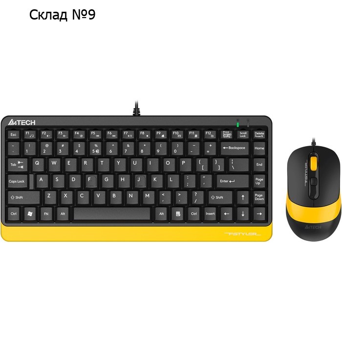 Клавиатура + мышь A4Tech Fstyler F1110 клав:черный/желтый мышь:черный/желтый USB Multimedia   100460