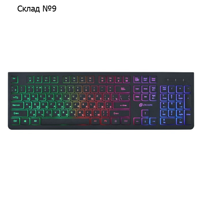 Клавиатура Оклик 440ML черный USB slim LED