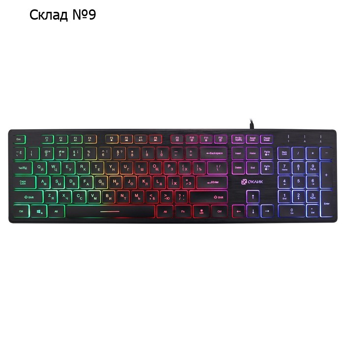 Клавиатура Оклик 550ML черный USB slim Multimedia LED