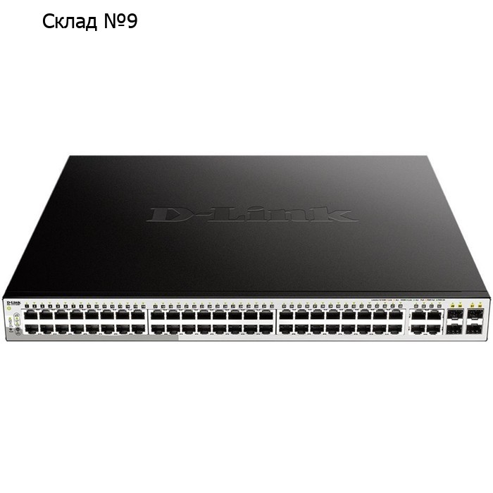 Коммутатор D-Link DGS-1210-52MP/F 48G 4SFP 48PoE 370W настраиваемый