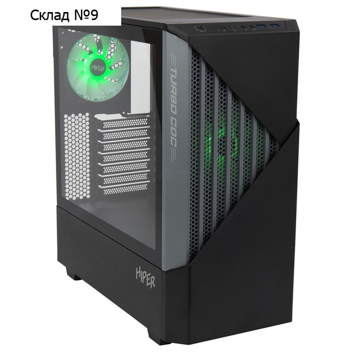 Корпус Hiper CC BG черный без БП ATX 1x120mm 3x140mm 2xUSB3.0 audio bott PSU