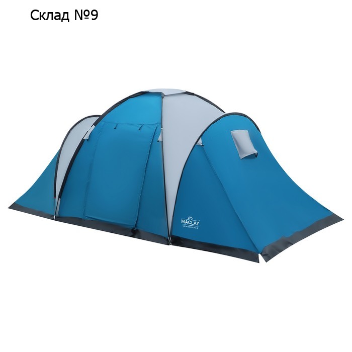 Палатка туристическая 6-местная maclay VOCATION EXTRA 6, 460×335×185 см, кемпинговая, двухслойная, с тамбуром, голубая