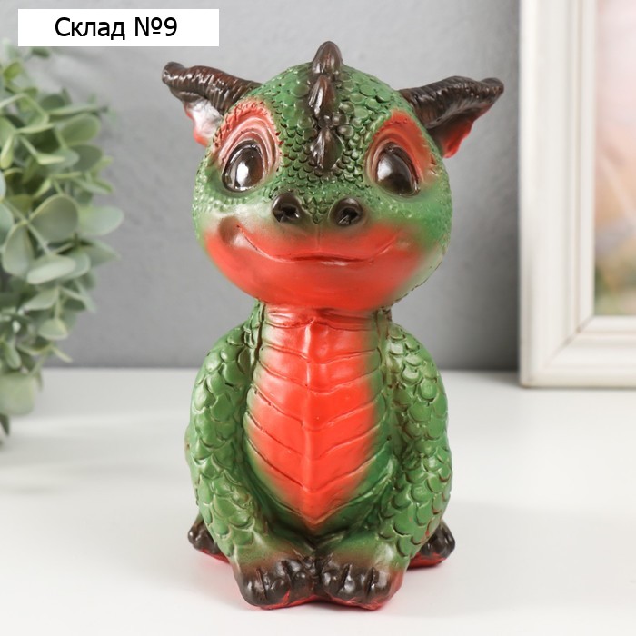 Фигурка "Дракоша" 18х10х12,5 см, зелёный с красным