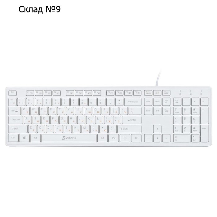 Клавиатура Оклик 500M белый USB slim Multimedia