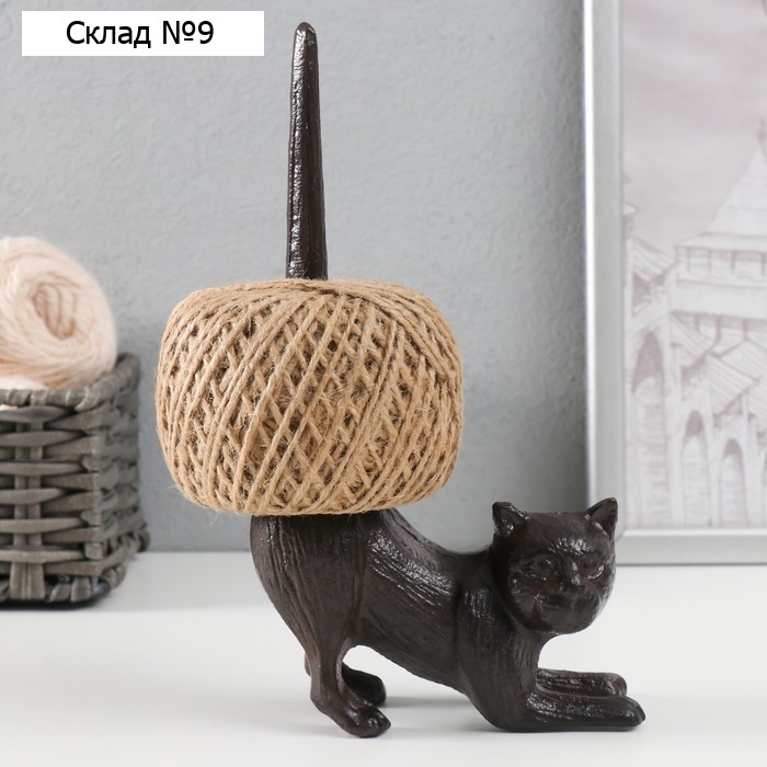 Фигурка-катушка для ниток «Кот», чугун, 12×21.5 см
