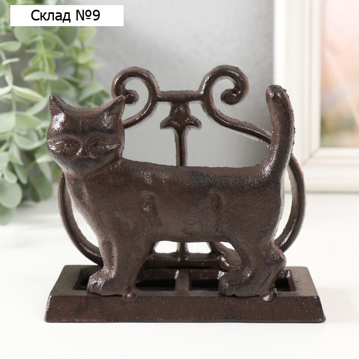Фигурка-салфетница «Кот», чугун, 13.2×6.4×11.5 см