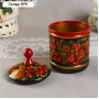 Банка для хранения сыпучих продуктов, кадочка, средняя, 9×14 см, дерево, хохлома, МИКС