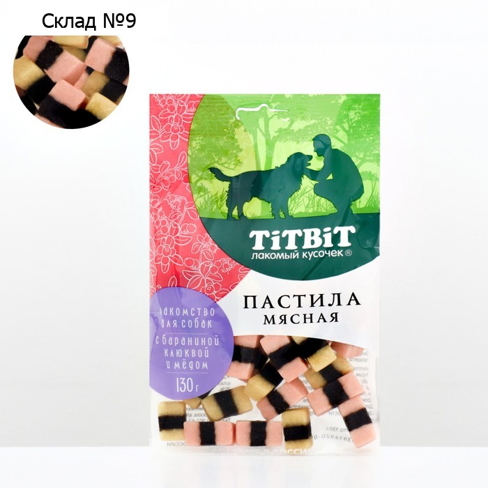 Лакомство TitBit пастила мясная с бараниной клюквой и медом для собак, 130 г