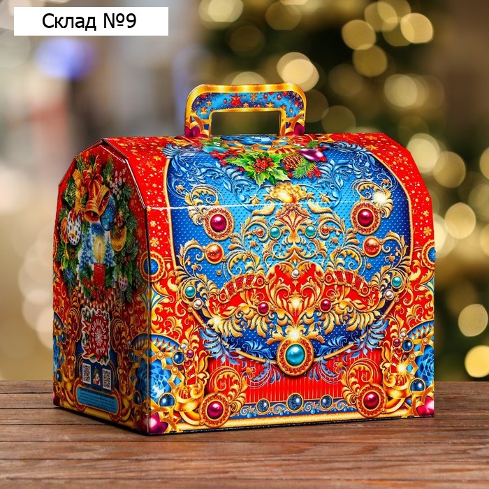Новый год. Подарочная коробка "Самоцветы" , Сундук , 28 х 20 х 25 см.