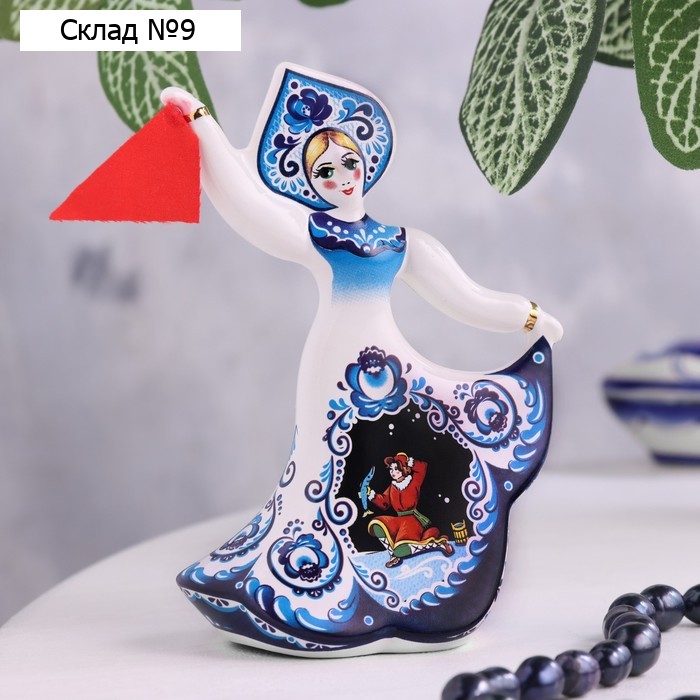 Сувенир кукла, гжель, 11 см, керамика
