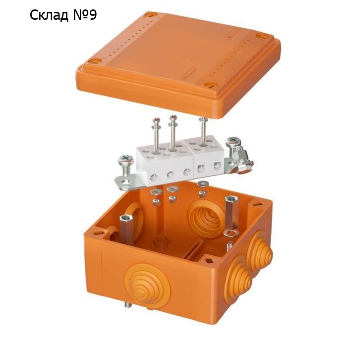 Коробка ответвительная FS 100х100х50мм 5р 450В 20А 10кв.мм с каб. вводами и клеммн. IP55 пластик. DKC FSB11510