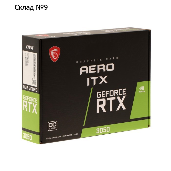 Видеокарта MSI RTX3050 AERO ITX, 8Гб, 128bit, GDDR6, DVI, 3хHDMI, DP