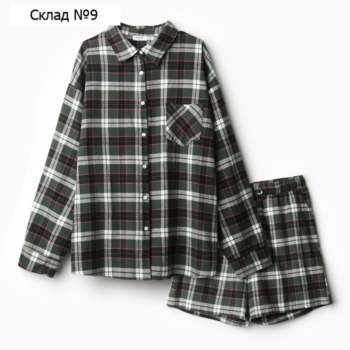 Пижама женская (рубашка и шорты) KAFTAN размер 50-52, зелёный