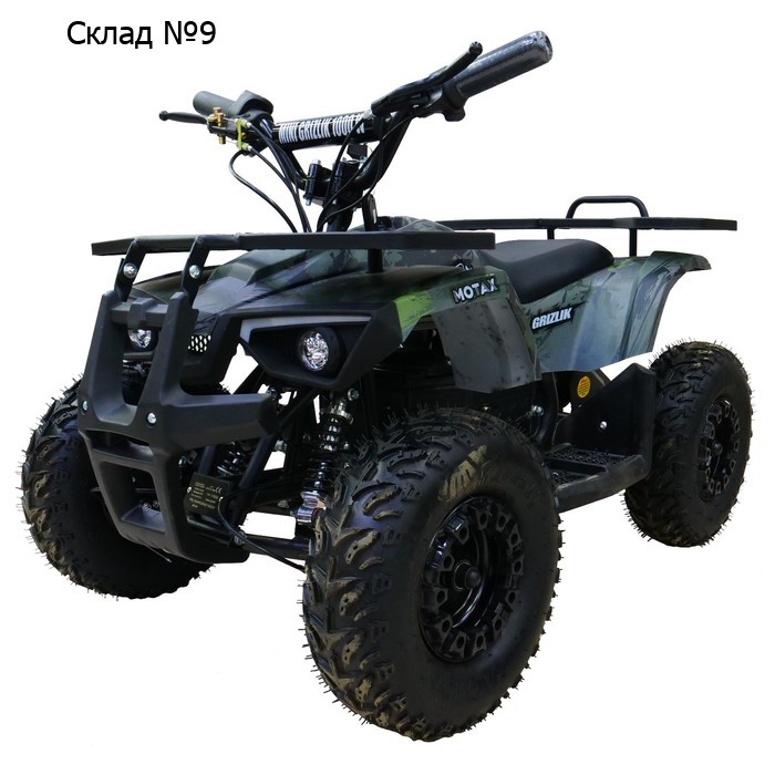 Детский электро квадроцикл MOTAX ATV GRIZLIK E1000 BW, зелёный камуфляж