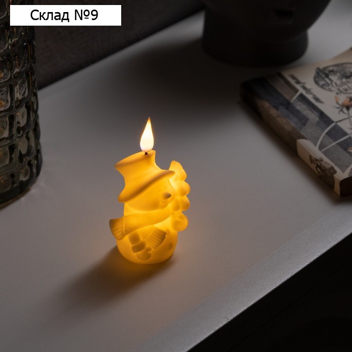 Светодиодная фигура «Снеговик» 7 × 12.5 × 5.5 см, пластик, батарейки AG13х3 (в комплекте), свечение тёплое белое
