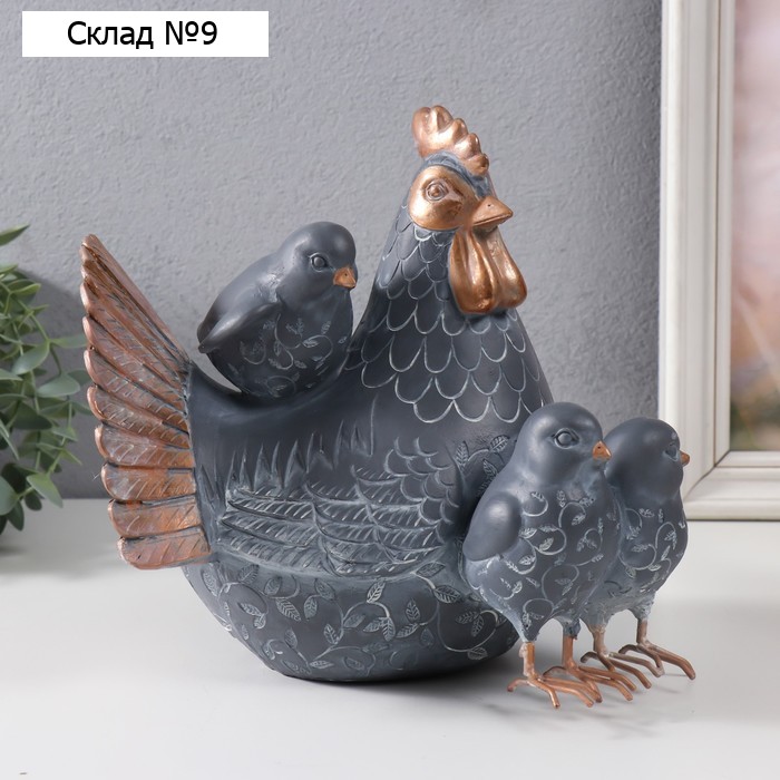 Фигурка полистоун «Курочка с тремя цыплятами», 22×17×22 см