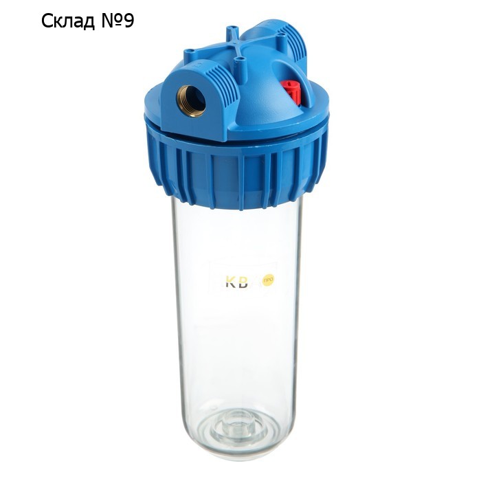 Корпус для фильтра AquaKratos АКv-130, 1/2", для холодной воды, ключ, с гайкой, прозрачный