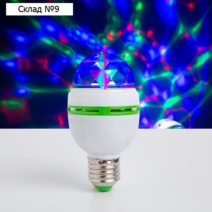Световой прибор «Мини диско-шар» 5.5 см, Е27, свечение RGB
