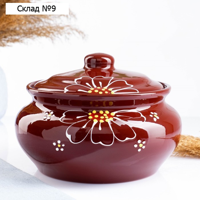 Пельменница "Псковская" 1,8л / 15х20,8см, ромашка коричневая