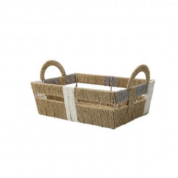 Корзина стеллажная с ручками "Атакама" Д335 Ш230 В175, бежевый, серый