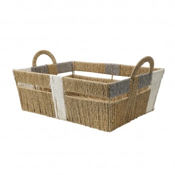Корзина стеллажная с ручками "Атакама" Д430 Ш310 В215, бежевый, серый