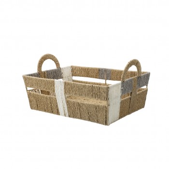Корзина стеллажная с ручками "Атакама" Д375 Ш270 В195, бежевый, серый
