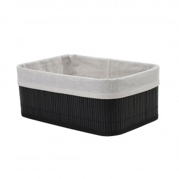 Корзина стеллажная "Бамбук", Д300 Ш200 В120, чёрный, белый
