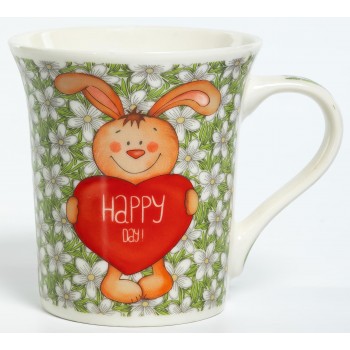 HAPPY DAY, кружка 310мл, NEW BONE CHINA, упаковка - гофрокороб