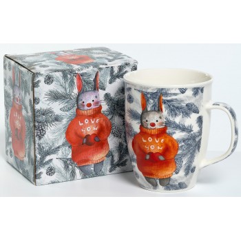 LOVE YOU, кружка 350мл, NEW BONE CHINA, индивидуальная подарочная упаковка