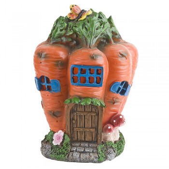 Фигура декоративная для сада (с соларом) "Морковный домик" 14*14*21см. (на солнечных батареях) (транспортная упаковка)