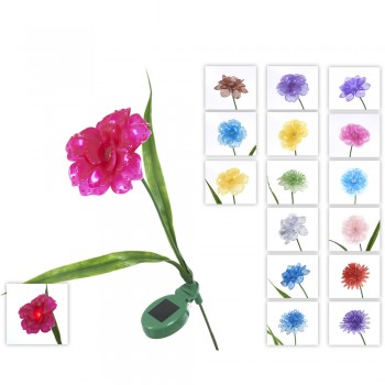Цветок искусственный (штекер садовый с подсветкой) "Циния" 8*8*60см. (16видов) (min36) (на солнечной батарее) (транспортная упаковка)