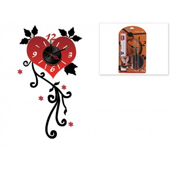 Часы настенные с декоративной наклейкой "Большое сердце" 10х10х3см. (батарейка- 1"АА" в комплект не входит) (полимерные материалы, винил) (подарочная упаковка с хедером)