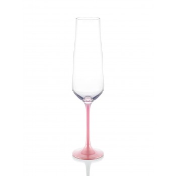 Сандра бокал для шампанского 200 мл D5129 (*6) Розовая ножка